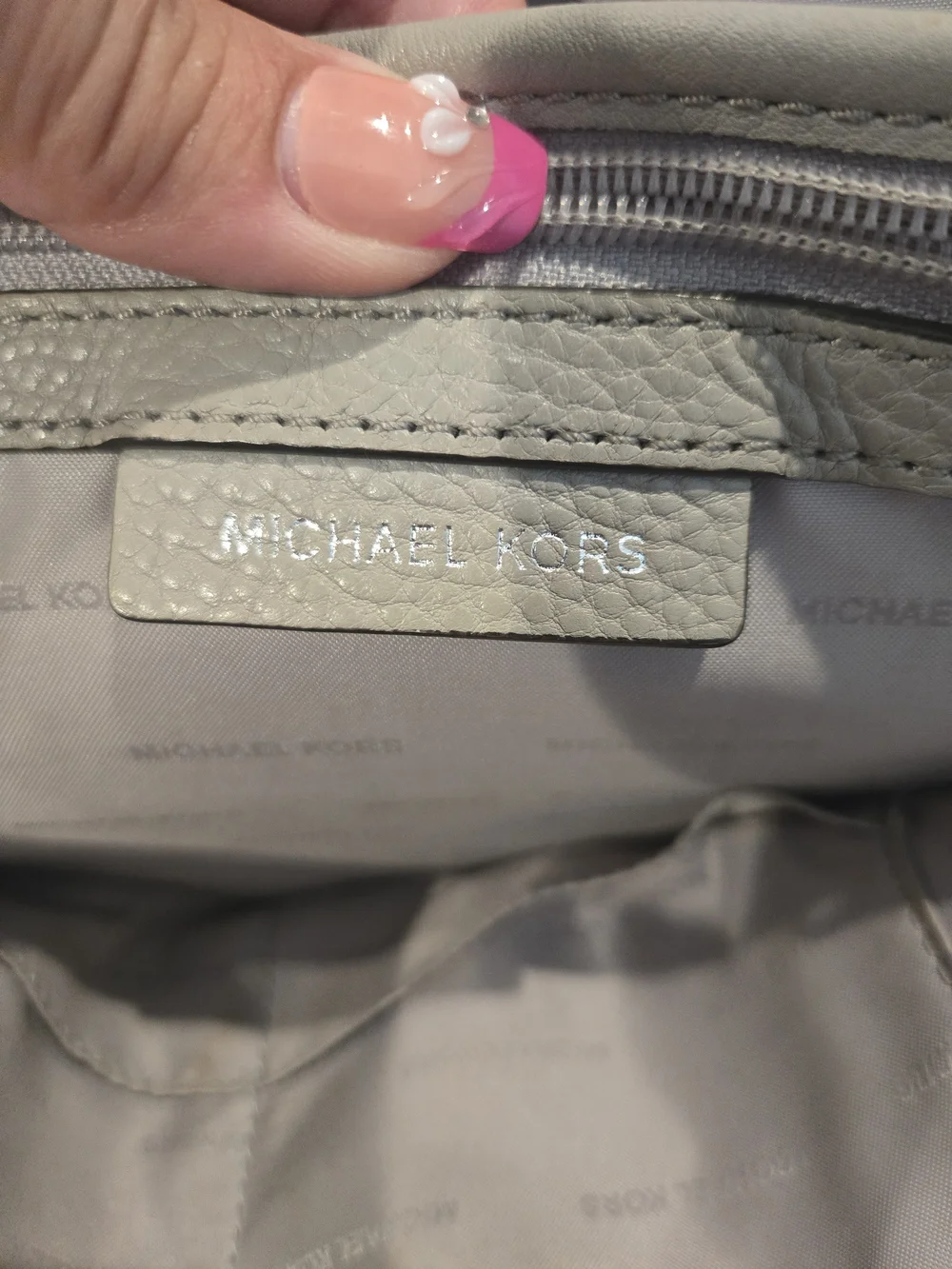 Michael Kors Pebbled Leather Backpack in Light Gray